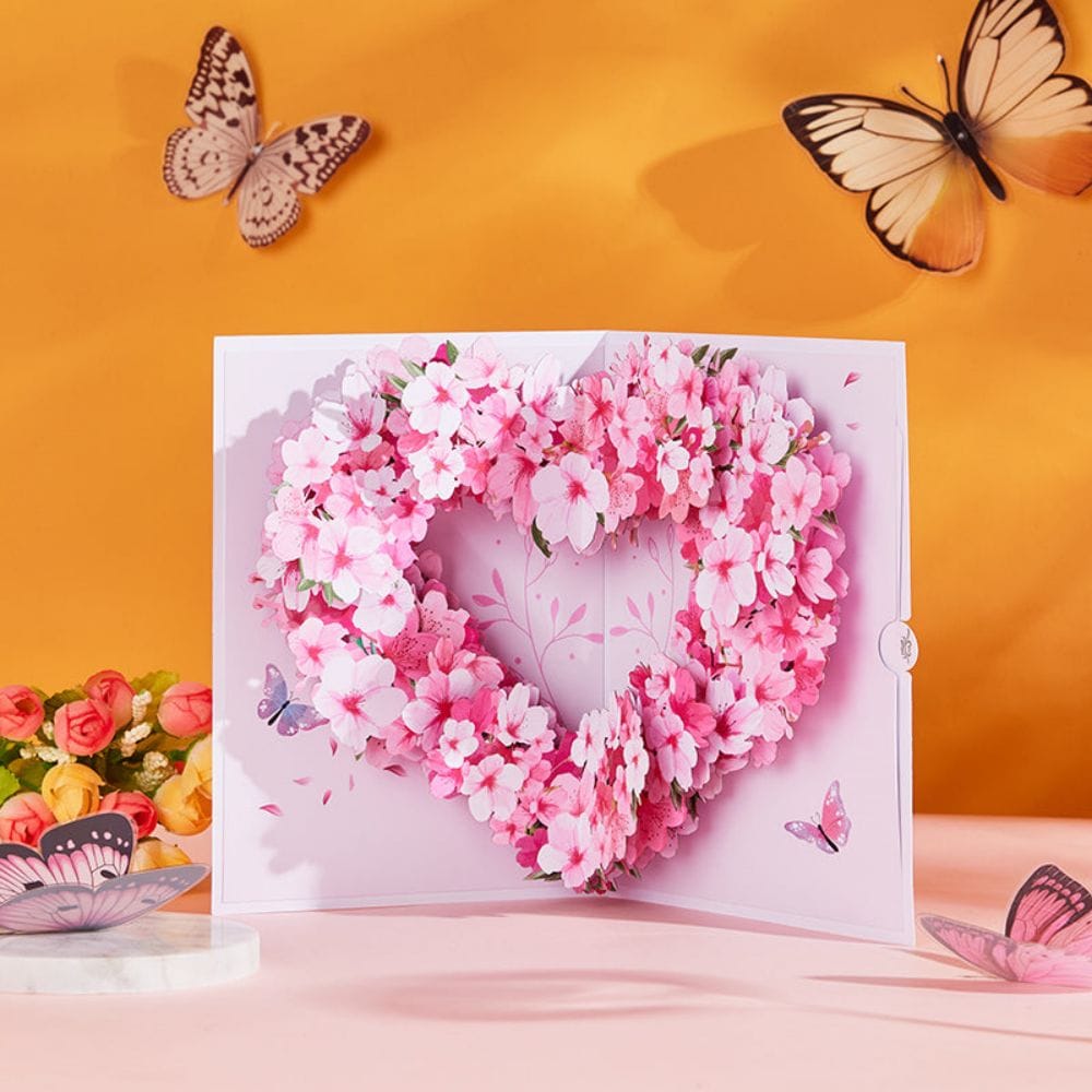 Cherry Blossom Tree Heart Pop Up Card Flower 3D Pop Up Greeting Card