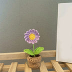 Handmade Crochet Flowers Completed Hand Woven Knitted Potted Plants Gift for Handicraft Lover