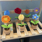 Handmade Crochet Flowers Completed Hand Woven Knitted Potted Plants Gift for Handicraft Lover