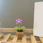 Handmade Crochet Flowers Completed Hand Woven Knitted Potted Plants Gift for Handicraft Lover