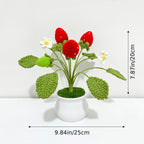 Strawberry Orange Potted Plants Completed Hand Woven Knitted Potted Plants Gift for Handicraft Lover