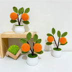Strawberry Orange Potted Plants Completed Hand Woven Knitted Potted Plants Gift for Handicraft Lover