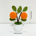 Strawberry Orange Potted Plants Completed Hand Woven Knitted Potted Plants Gift for Handicraft Lover