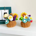 Multicolor Flowers Crochet Potted Plants Completed Hand Woven Knitted Potted Plants Gift for Handicraft Lover