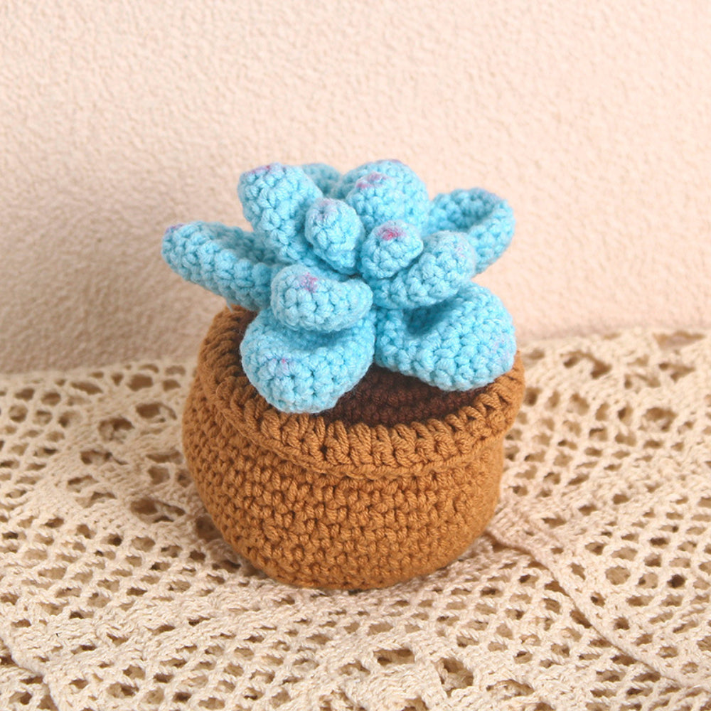Succulent Crochet Potted Plants Completed Hand Woven Knitted Potted Plants Gift for Handicraft Lover