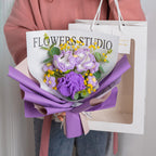 Crochet Flowers Bouquet Handmade Knitted Carnation Bouquet with Light Strip Gift for Her Wedding Gift