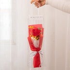 Crochet Flowers Bouquet Handmade Knitted Tulip Carnation Bouquet with Light Strip Gift for Her Wedding Gift