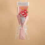 Crochet Flowers Bouquet Handmade Knitted Tulip Carnation Bouquet with Light Strip Gift for Her Wedding Gift