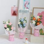 Crochet Flowers Bouquet Handmade Knitted Bouquet with Light Strip Birthday Gift for Lovers Wedding Gift