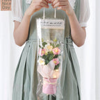 Crochet Flowers Bouquet Handmade Knitted Bouquet with Light Strip Birthday Gift for Lovers Wedding Gift