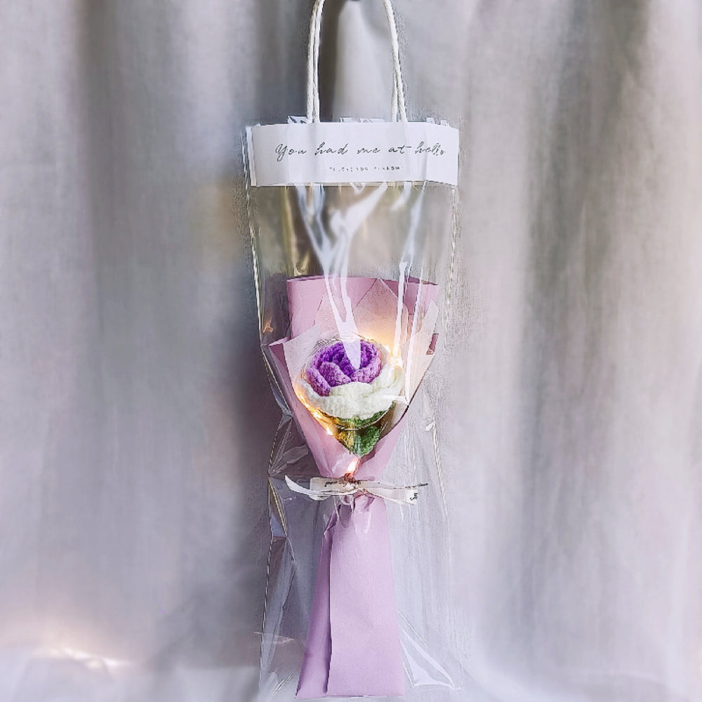 1pc Crochet Flower Handmade Knitted Flower with Light Strip Gift for Lovers Wedding Gift