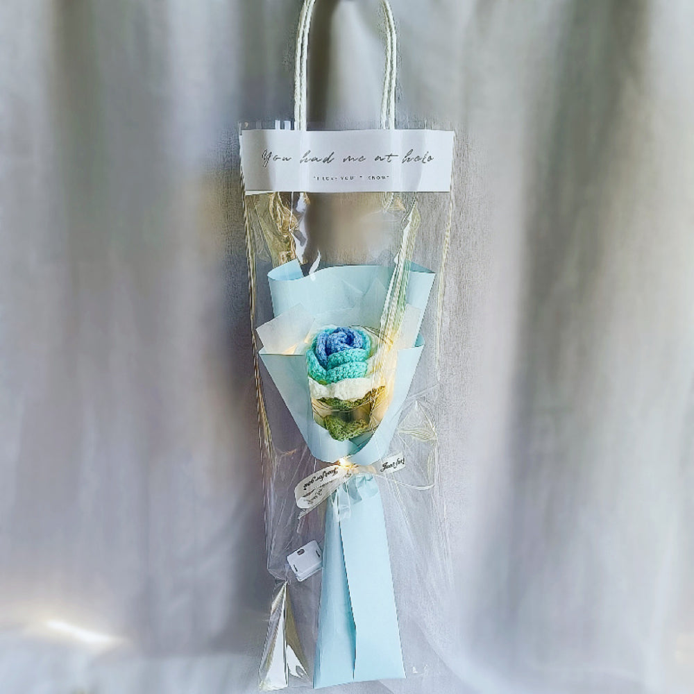 1pc Crochet Flower Handmade Knitted Flower with Light Strip Gift for Lovers Wedding Gift