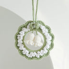 Crochet Flower Car Mirror Hanging Plant Knitted Flowers Car Decor Accessories