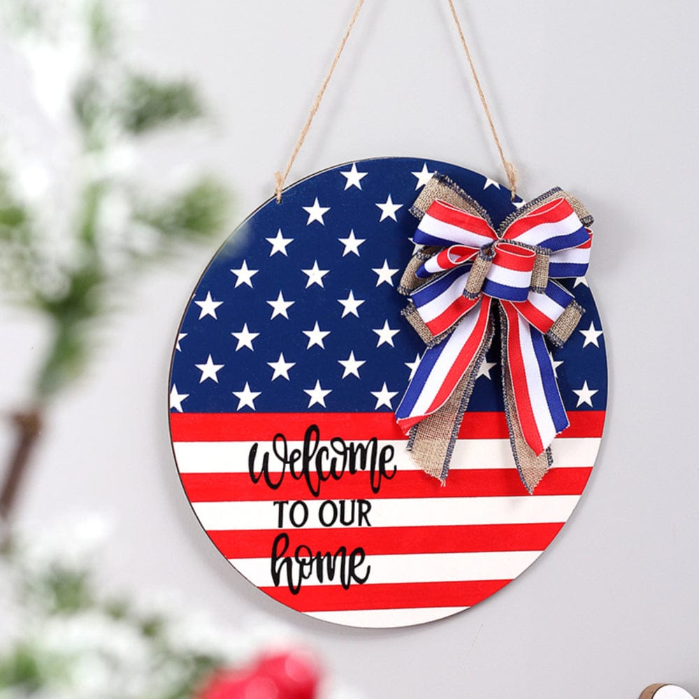 4th of July Welcome Door Sign Independence Day Decorations Front Door Hanger