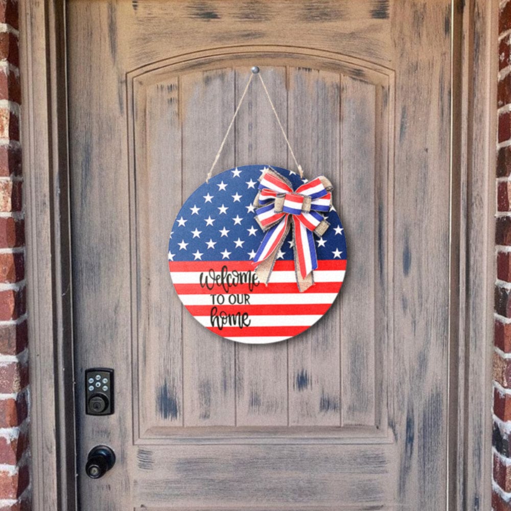 4th of July Welcome Door Sign Independence Day Decorations Front Door Hanger