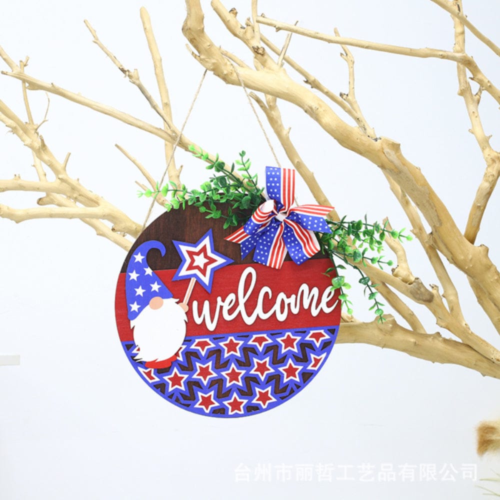 4th of July Pentagram Welcome Door Sign Independence Day Decorations Front Door Hanger