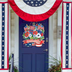 4th of July Flowers Welcome Door Sign Independence Day Decorations Front Door Hanger