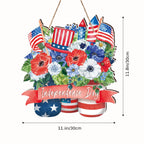4th of July Flowers Welcome Door Sign Independence Day Decorations Front Door Hanger