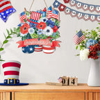 4th of July Flowers Welcome Door Sign Independence Day Decorations Front Door Hanger