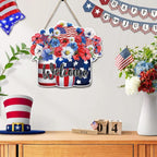 4th of July Flowers Welcome Door Sign Independence Day Decorations Front Door Hanger