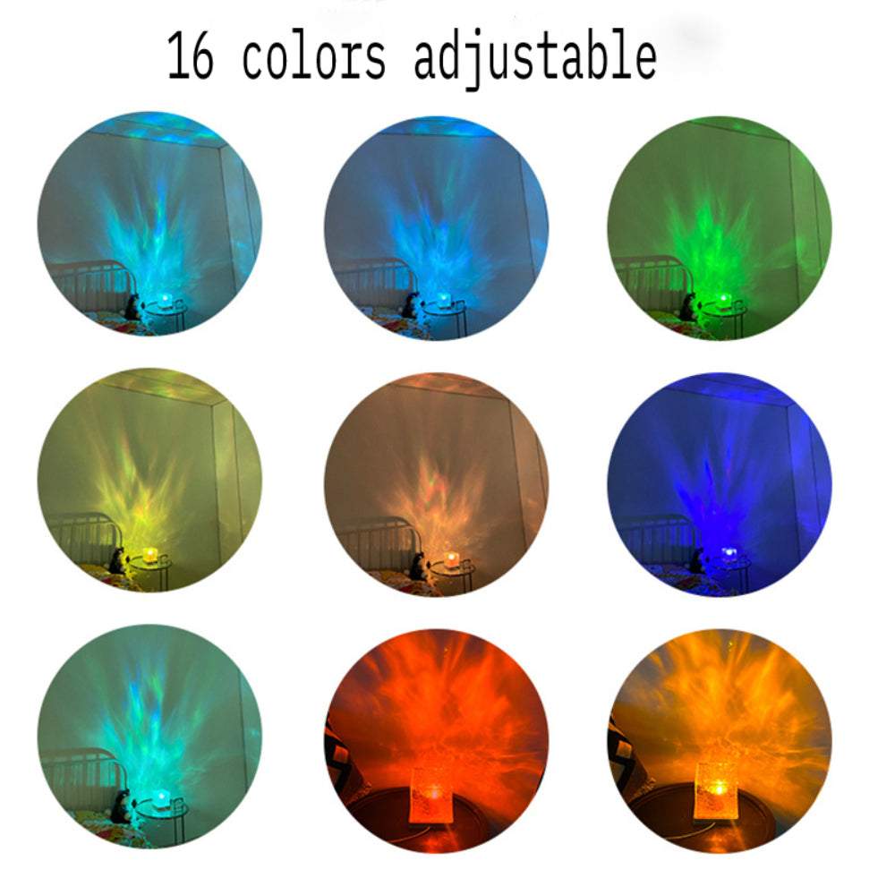 Dynamic Rotating Water Ripple Night Light Bedroom Lamp Home Decor Gifts