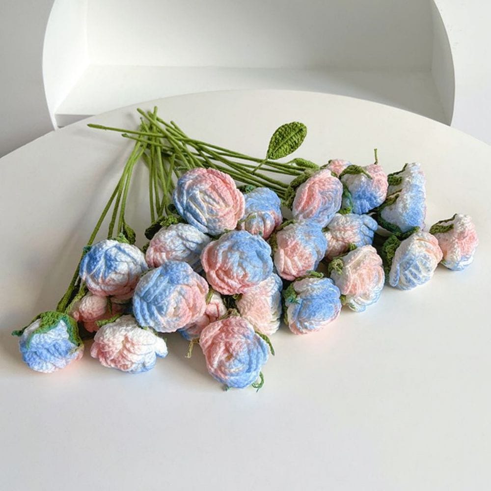 1pc Handmade Knitted Flower Rose Crochet Flower Gift for Her