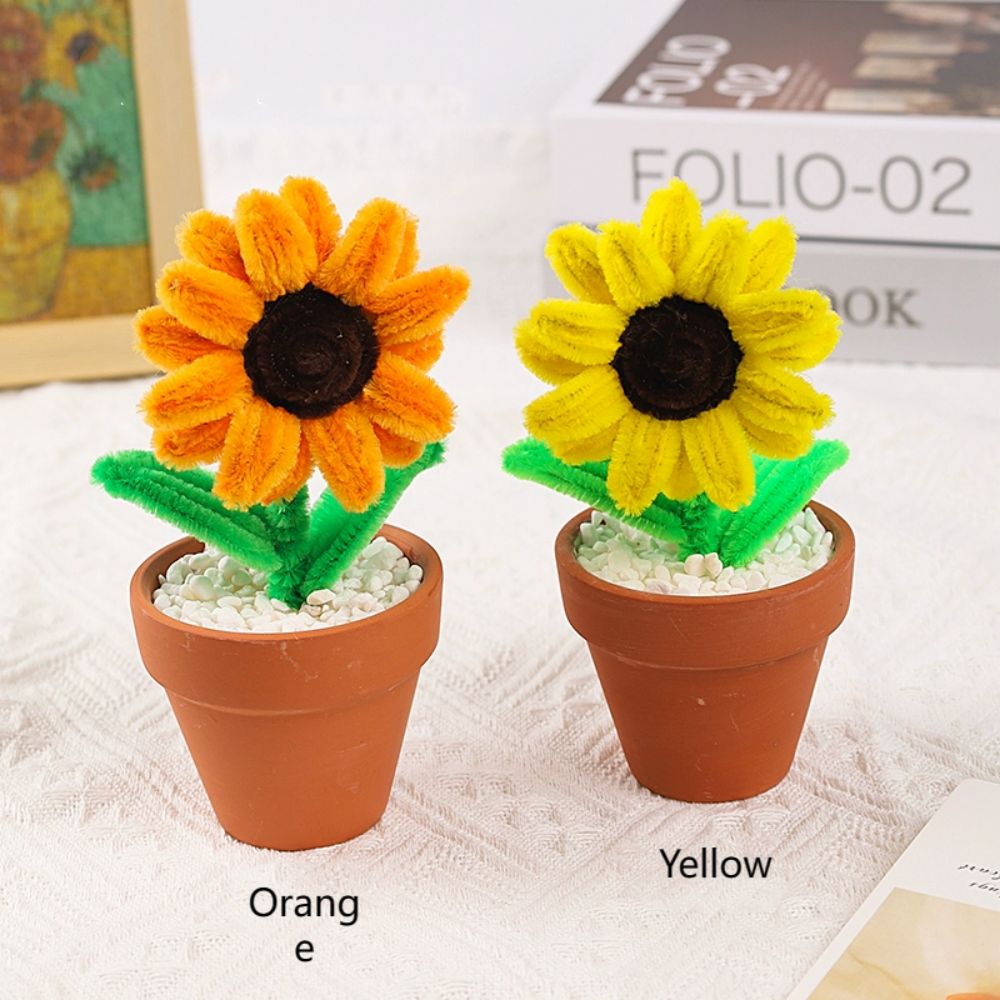 Pipe Cleaner Potted Plant Handmade Twist Stick Flowers Gift for Lover