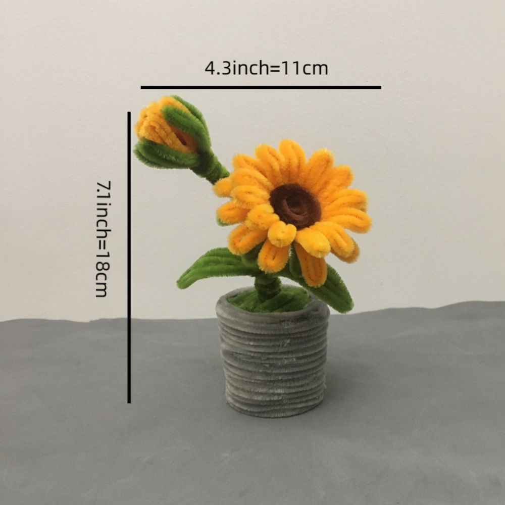 Pipe Cleaner Potted Plant Handmade Twist Stick Flowers Gift for Her or Him