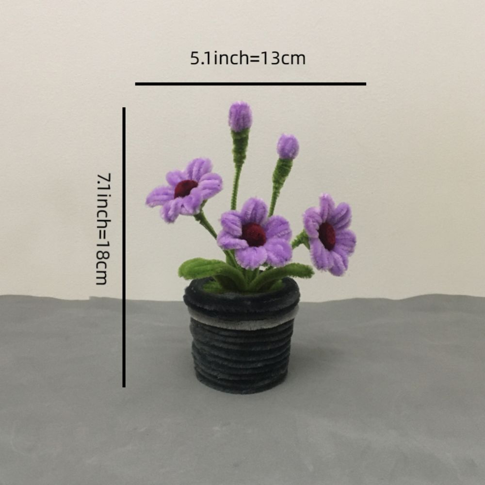 Pipe Cleaner Potted Plant Handmade Twist Stick Flowers Gift for Her or Him