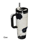40oz Insulated Mug with Handle and Straw Wild Animals Pattern Stainless Steel Travel Cup Gift for Family Friends Couples