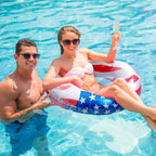 Inflatable Pool Float Tube Cool USA Flag Design Water Swimming Ring for Beach Lake Pool