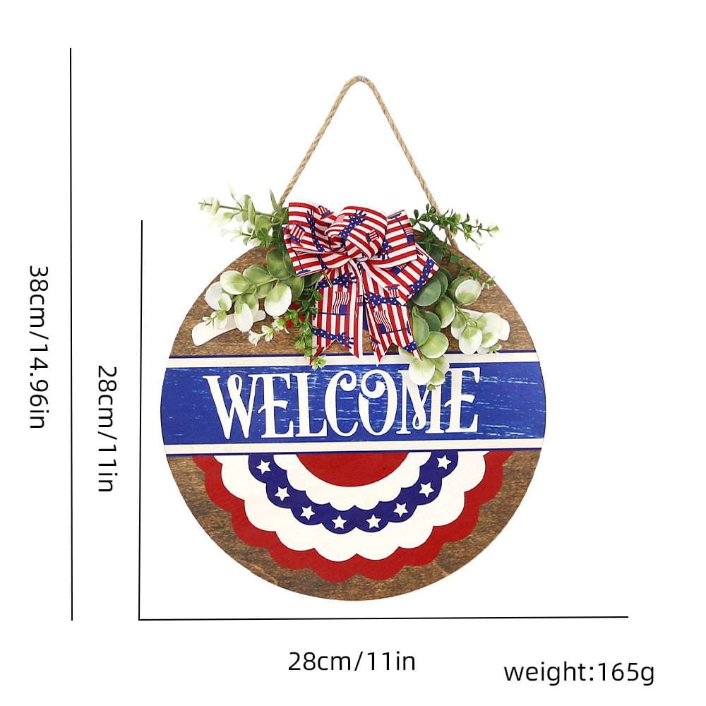 Welcome Door Sign 4th of July Independence Day Decorations Front Door Hanger Gifts