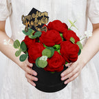 Crochet Flowers Bouquet Handmade Knitted Roses Hug Bucket Birthday Graduation Gift Box