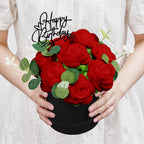 Crochet Flowers Bouquet Handmade Knitted Roses Hug Bucket Birthday Graduation Gift Box