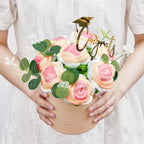 Crochet Flowers Bouquet Handmade Knitted Roses Hug Bucket Birthday Graduation Gift Box