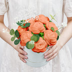 Crochet Flowers Bouquet Handmade Knitted Roses Hug Bucket Birthday Graduation Gift Box