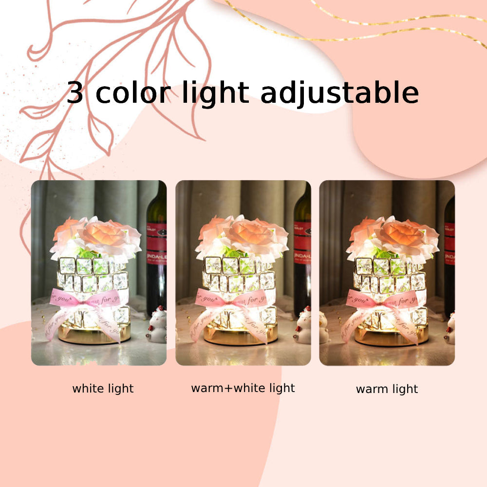 gifts for wife A Rose That Glows Like Our Love - Rose Night Light Cube, Romantic Flower Lamp, Cozy Room Decor for Bedside Eve