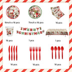 Christmas Disposable Tableware Set 114pcs Christmas Party Dinnerware Decorations Supplies