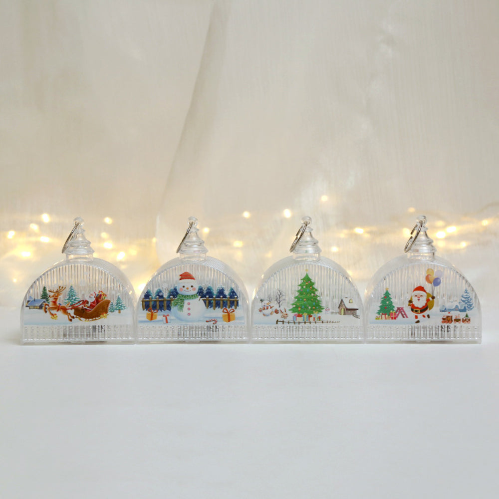 Christmas Light-Up LED Lamps with Hanging Ring Window Display Christmas Tree Pendant Christmas Decoration