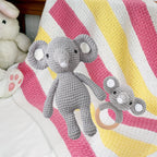 Knitted Dolls Toy Cute Animal Wooden Baby Rattle for Children's Educational Toy