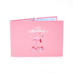 Christmas 3D Pop Up Card Pink Christmas Tree Flamingo Greeting Card