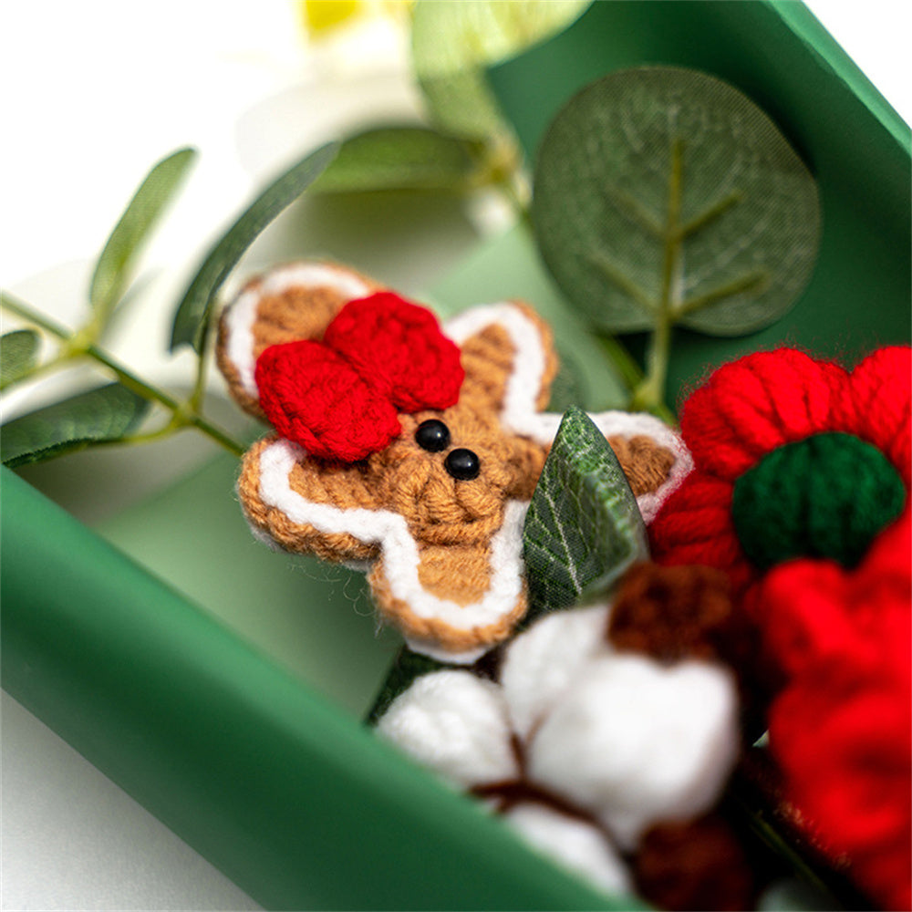 Christmas Crochet Flowers Bouquet Handmade Knitted Flower Christmas Day Gift