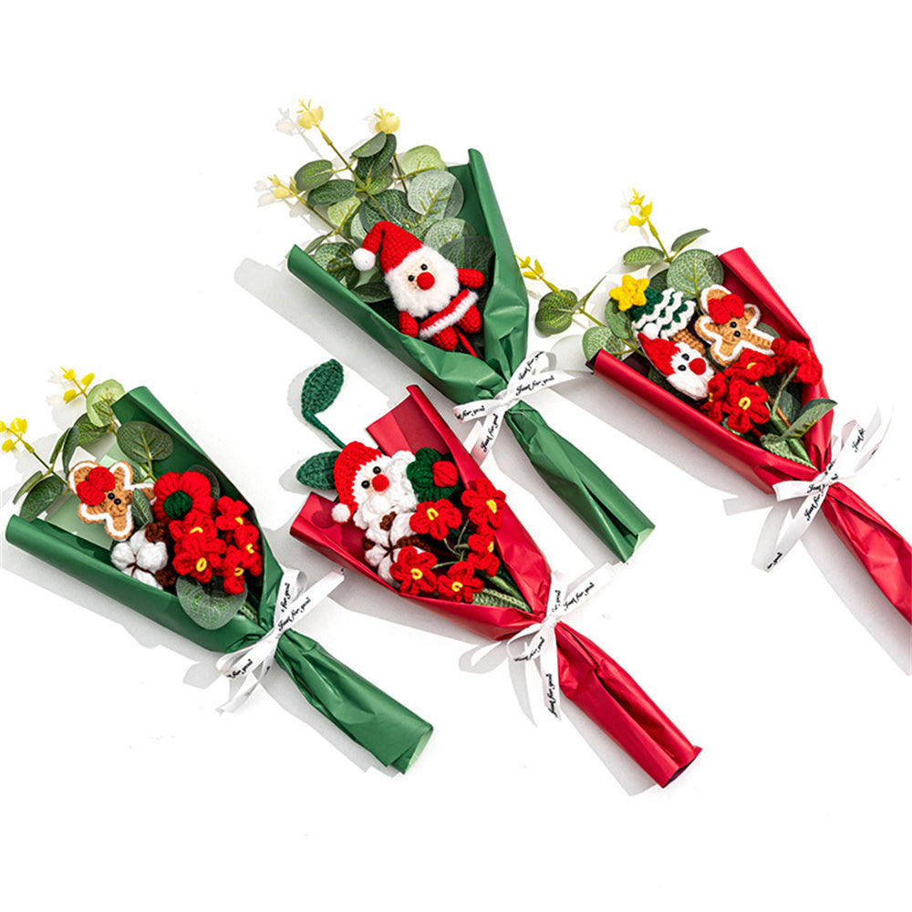 Christmas Crochet Flowers Bouquet Handmade Knitted Flower Christmas Day Gift