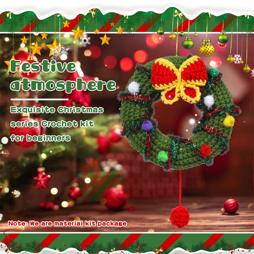 Christmas Wreath DIY Crochet Kit for Beginners with Step-by-Step Video Tutorials Gifts for Adults and Kids