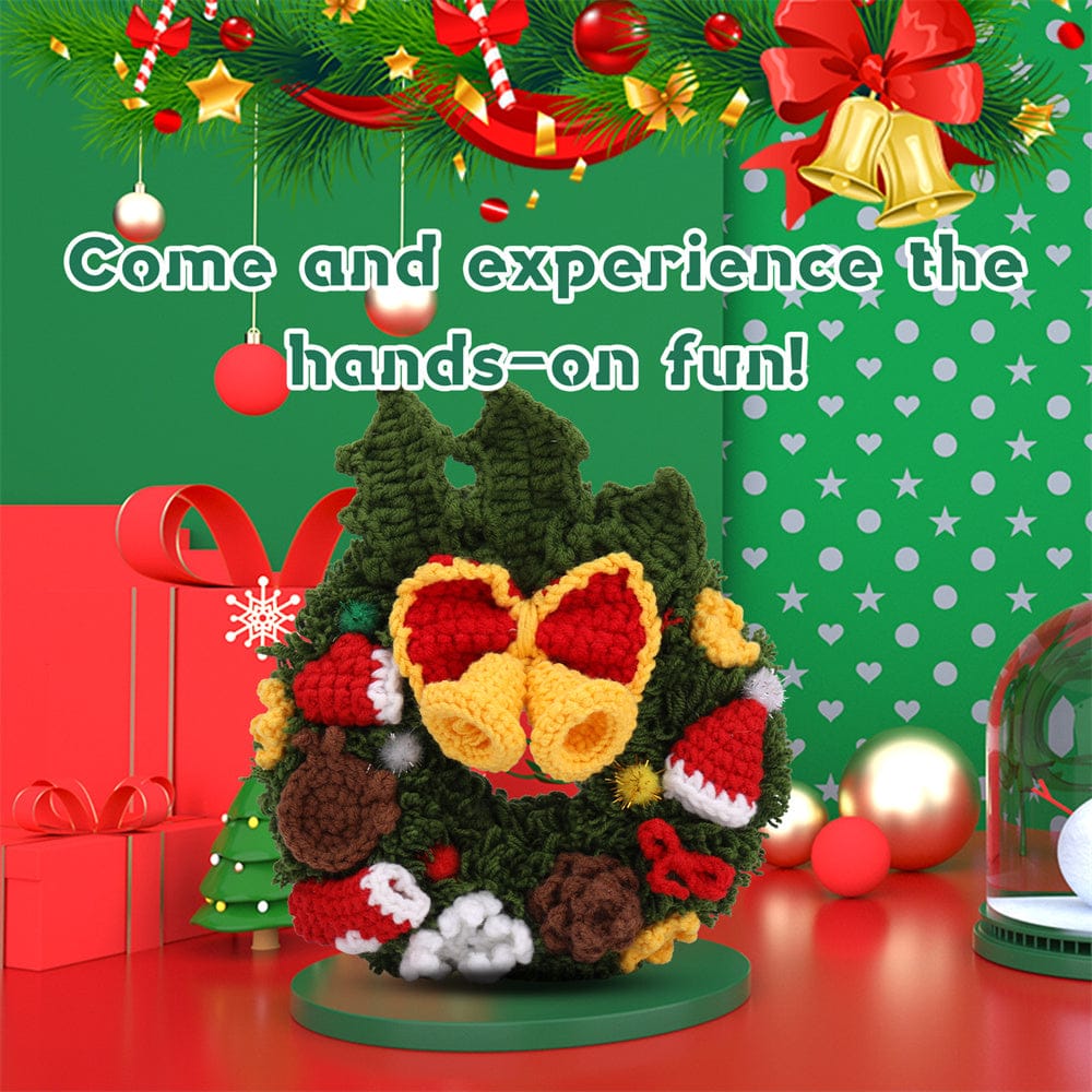Christmas Wreath DIY Crochet Kit for Beginners with Step-by-Step Video Tutorials Gift for Adults and Kids