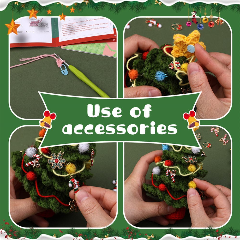 Christmas Tree DIY Crochet Kit for Beginners with Step-by-Step Video Tutorials Gift for Adults and Kids