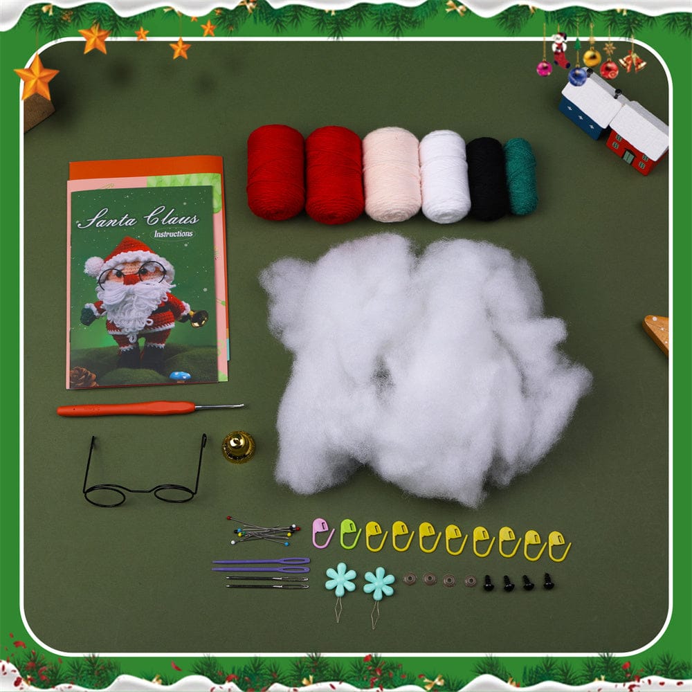 Christmas Santa DIY Crochet Kit for Beginners with Step-by-Step Video Tutorials Gifts for Adults and Kids