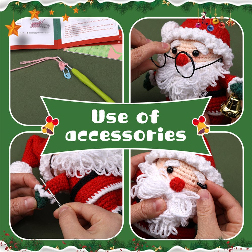 Christmas Santa DIY Crochet Kit for Beginners with Step-by-Step Video Tutorials Gifts for Adults and Kids