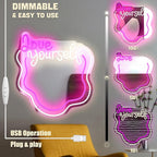 Love Yourself Mirror Light for Wall Wavy Neon Mirror LED Dimmable Light Gift for Her