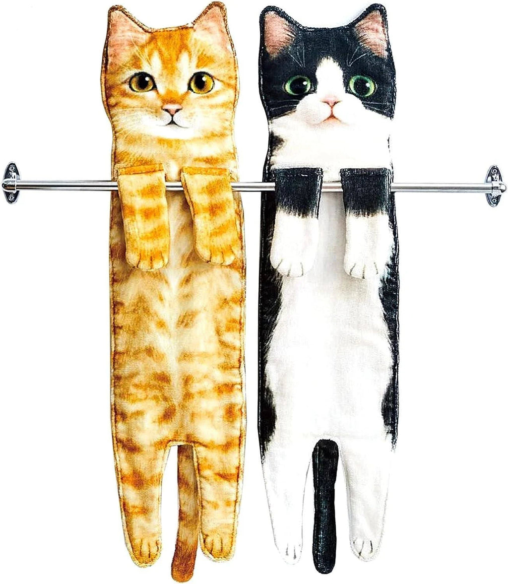 Cute Cat Decor Hanging Face Towels Soft Funny Face Towels Gift for Women Cat Lovers